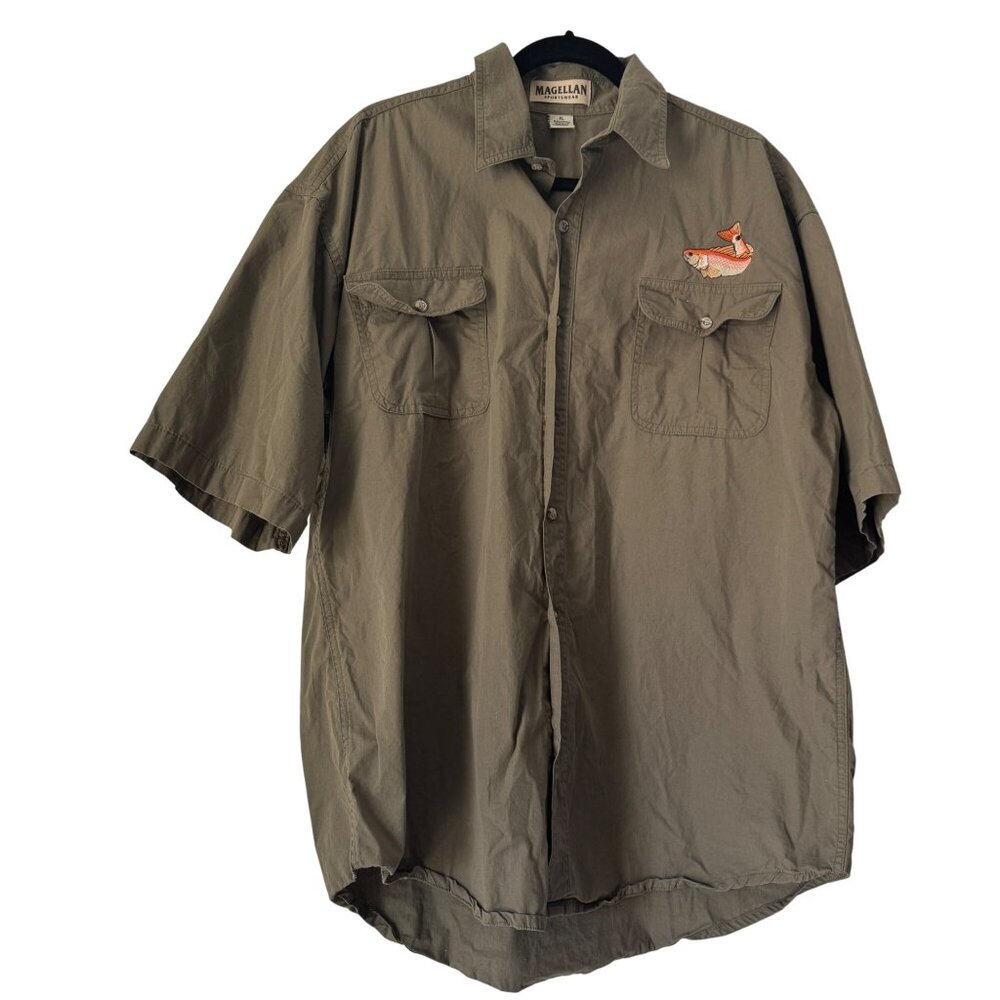 Magellan Sportswear Men's Short Sleeves Casual Cotton Button Down Shirt, Size XL